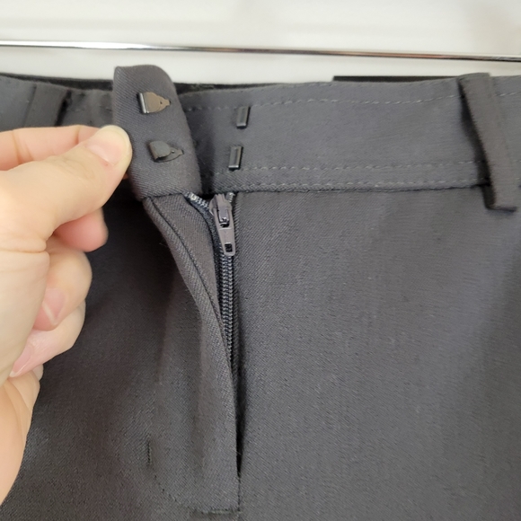 EXPRESS Columnist Studio Stretch Slim Flare grey low rise career office pants - Picture 5 of 11